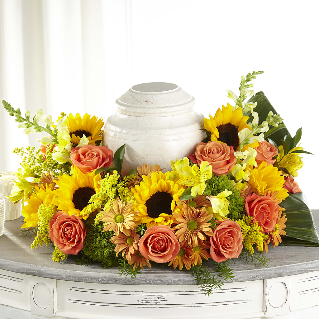 Faithful Sunflower Cremation Adornment – Pukalani Floral, Paia HI