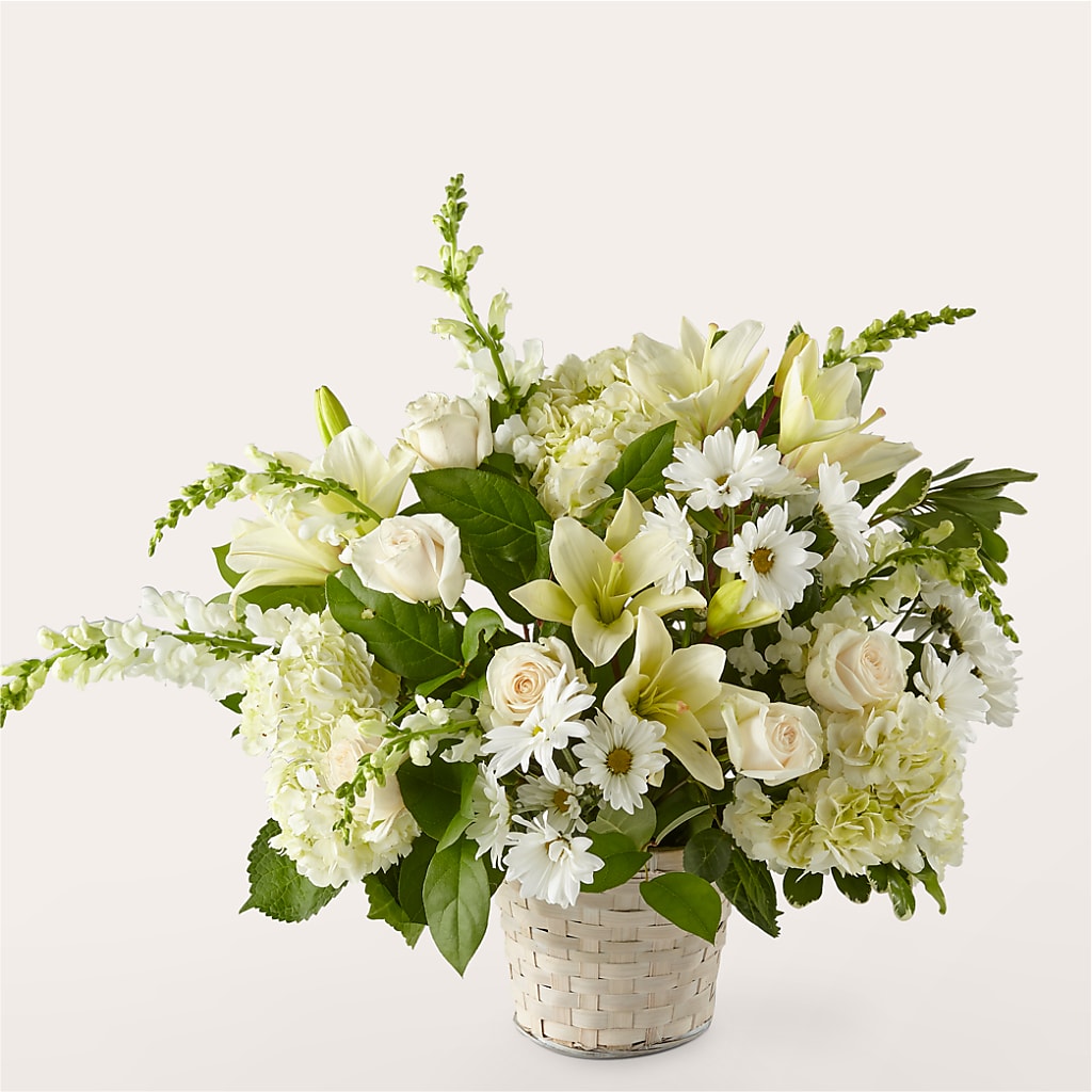 Ivory Elegance Floral Basket – Pukalani Floral, Paia HI