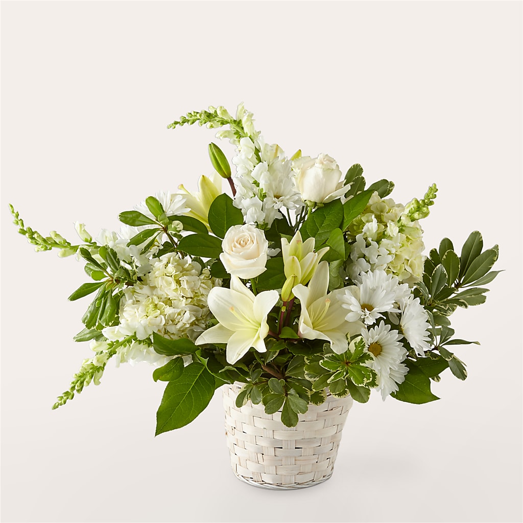 Ivory Elegance Floral Basket – Pukalani Floral, Paia HI