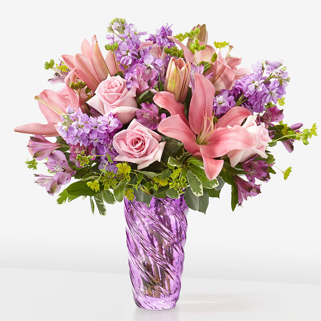 Precious Petals Bouquet with Luxe Swirl Vase – Pukalani Floral, Paia HI