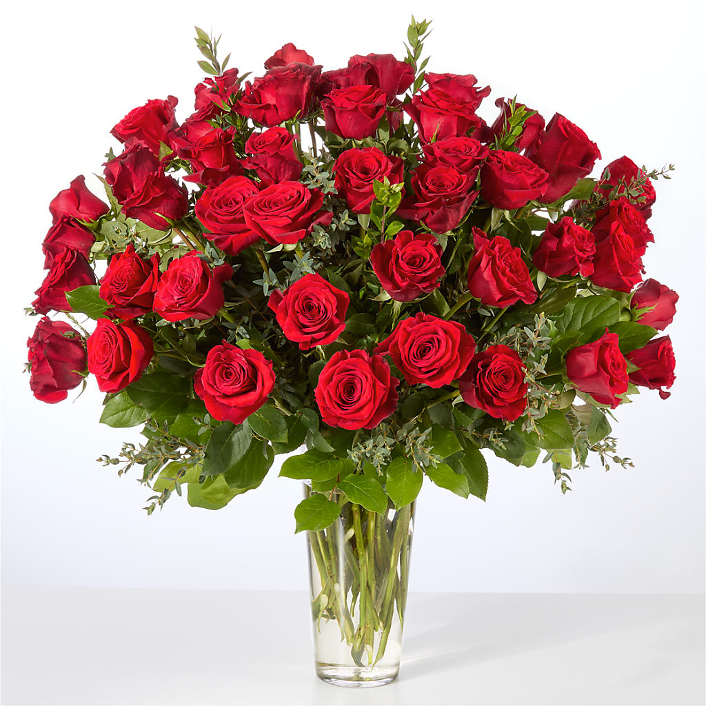 Forever Yours Fifty Stem Red Rose Bouquet – Pukalani Floral, Paia HI
