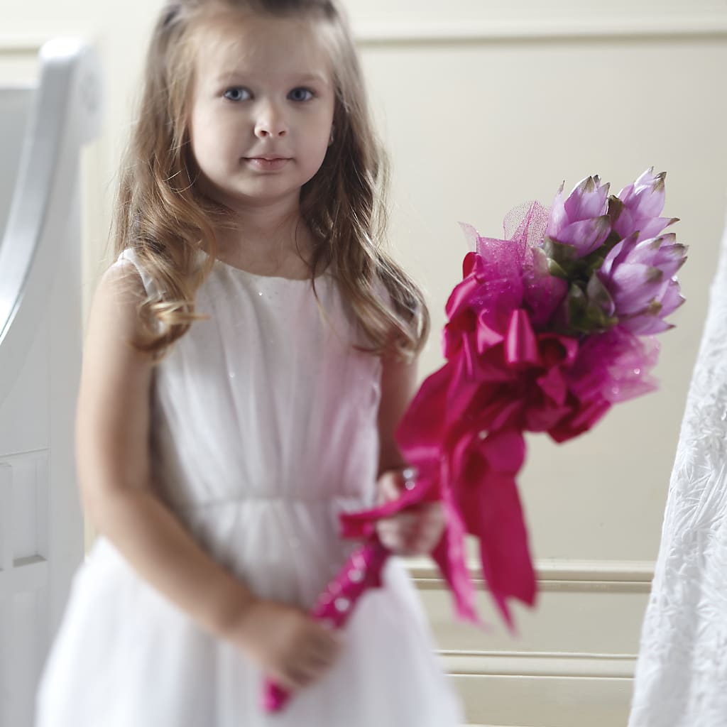 Sparkle Pink Flower Girl Bouquet – Pukalani Floral, Paia HI