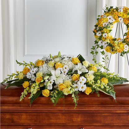 Golden Harmony Casket Spray –  Pukalani Floral, Paia HI