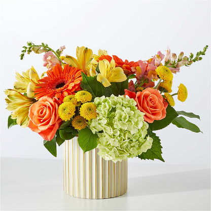 Autumn Sunshine Bouquet with Ivory Vase –  Pukalani Floral, Paia HI