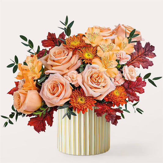 Spiced Latte Bouquet with Ivory Vase –  Pukalani Floral, Paia HI